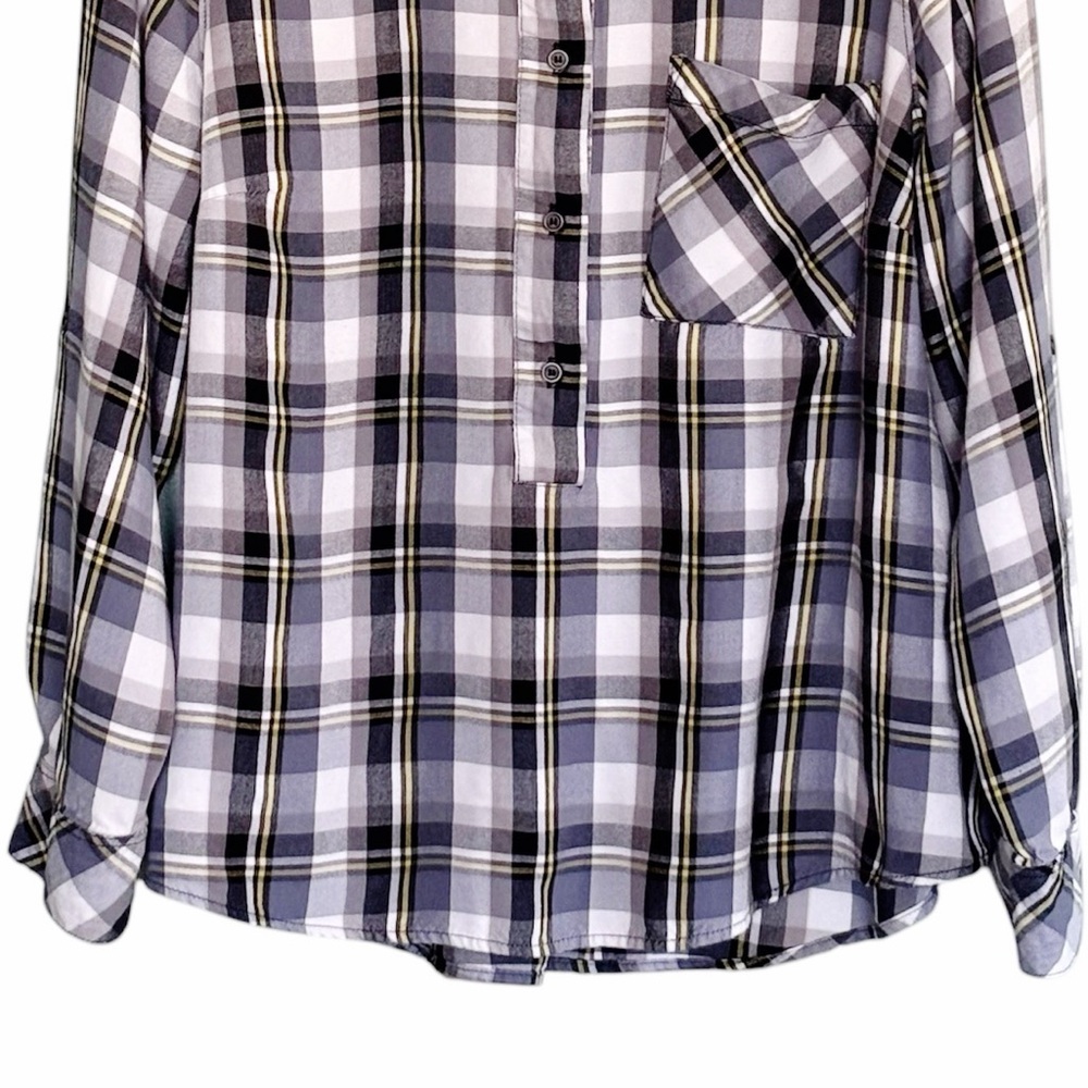 Lane Bryant Plaid Button Cuff Long Sleeve Tunic Size 18 - Picture 7 of 9